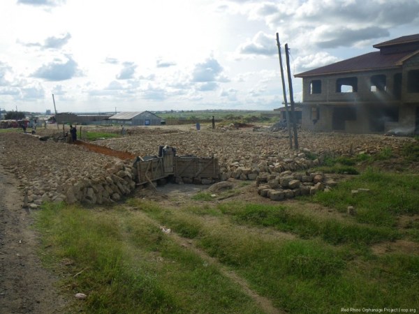 A lot of hardcore laid out in front of a place in Athi River. Just like we've done here so many times.