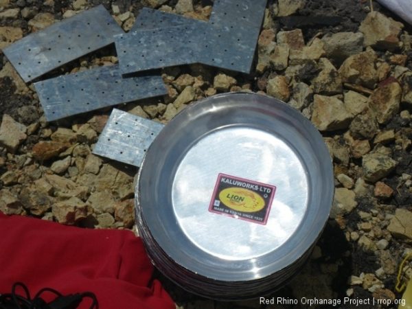 A stainless plate, from the supermarket,