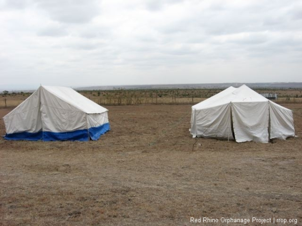 Two of our three tents for temporary worker housing.