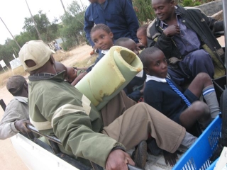 Tony and the rest of the young scholars I picked up on the Daystar Road home.