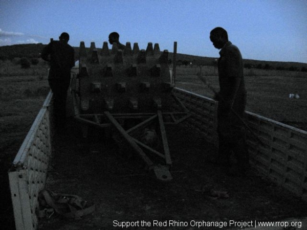 To unload this medieval looking device...a sheepsfoot roller, an earth compactor