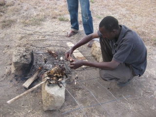 You may recognize the last bit of the BRC, now the BBQ grill. Evans was attending to his favorite, best called Athi River oysters, I guess.
