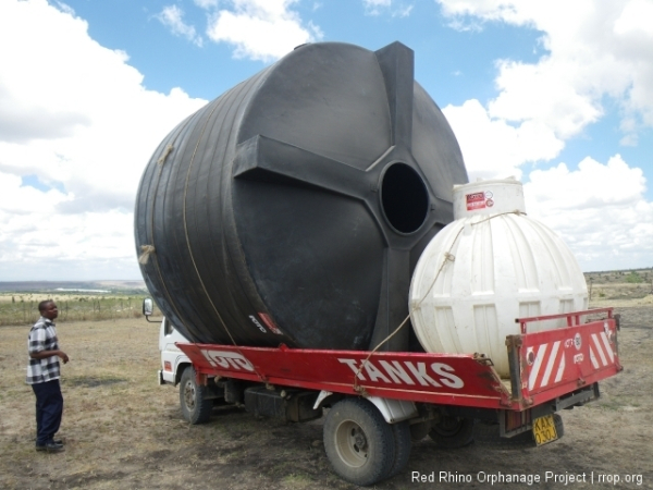 The first tank showed up today. 11.5 feet in diameter and about nine feet tall.