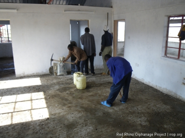 Today we started the final finish for the floor. First we had to rough up the concrete sub-floor.