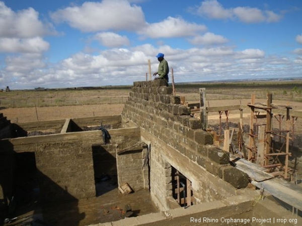 A nearly completed big gable.