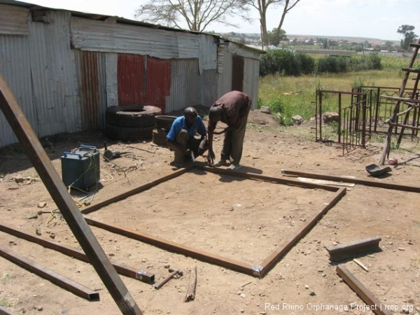 The first of the gate\'s two seven foot sections taking shape.