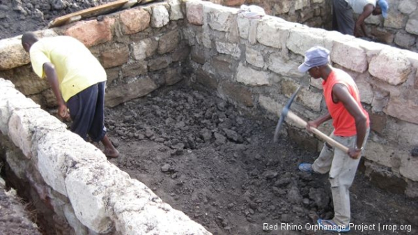 We went down 4\" below the top of the concrete footings we had poured last week, and called it a day.