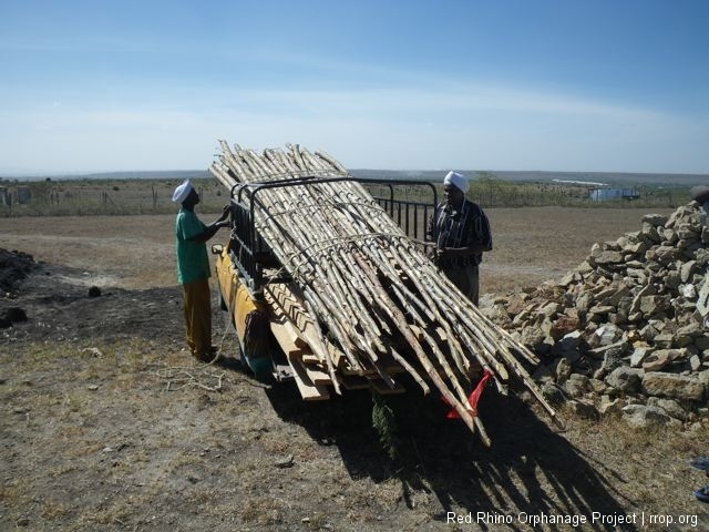 Just at the end of the day, part of the lumber I ordered to make the forms for the ring beam was delivered.