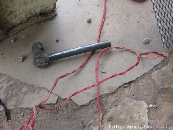 The welding machine was down, so he couldn\'t cut it with his torch, and his hammer wasn\'t going to do us much good.