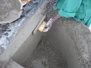 We used waterproof cement in order to get a really smooth surface. 